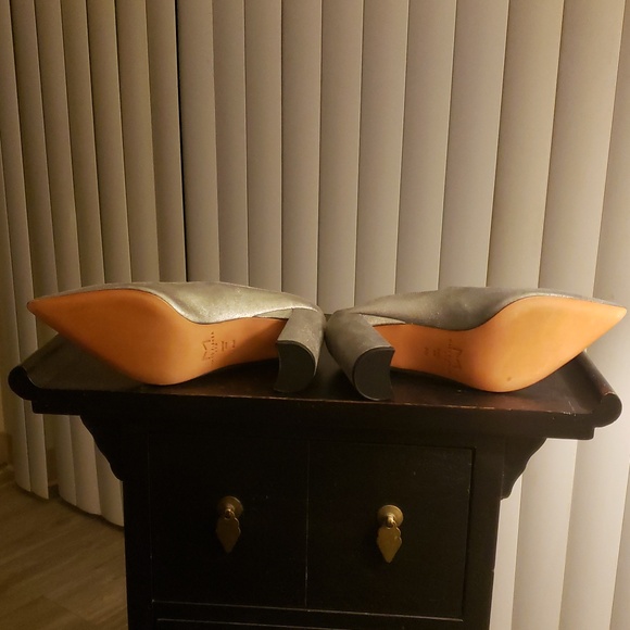 Marc Fisher Silver Pointed Toe Mules - Picture 5 of 5